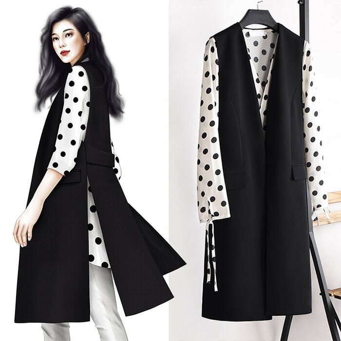 ジレ カジュアルコート 春 秋 夏 スーツ ロング ベスト レディース トレンチベスト ロング丈 アウター 2XL 3XL 4XL 大きいサイズ ホワイト 母親の日プレゼント 入学式 ブラック 7,120円