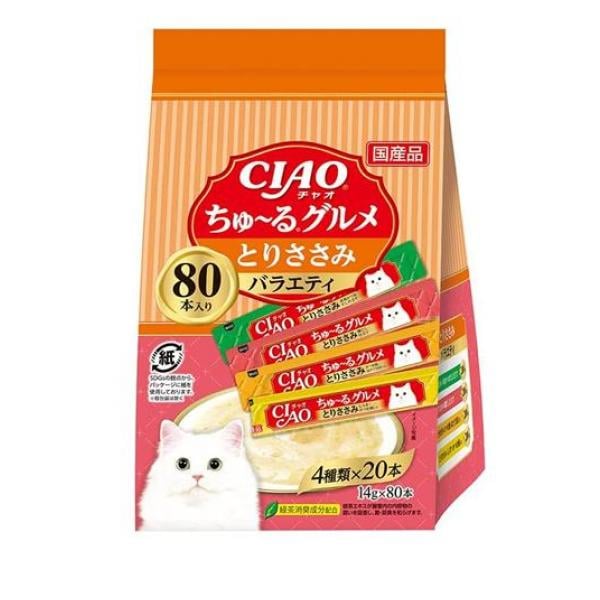 いなば 猫用おやつ CIAOちゅる(チャオちゅーる)グルメ とりささみバラエティ 14g× 80本入