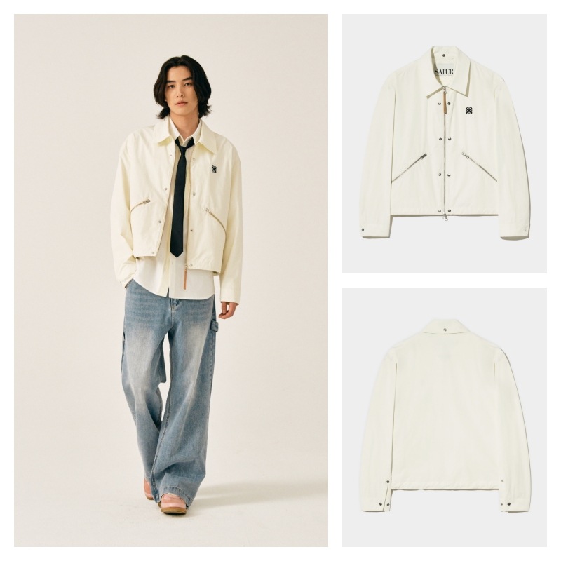 【SATUR】 TEO SNAP COACH JACKET : RESORT IVORY