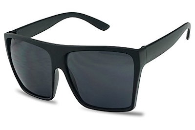 SunglassUP - 特大ビッグブラックXLサクラフラットトップ台形サングラス SunglassUP - 特大ビッグブラックXLサクラフラットトップ台形サングラス
