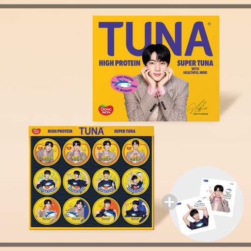 公式正規品 【DONGWONツナ BTS JIN】 DONGWON TUNA BTS JIN スペシャルエディション 12缶 + スーパーシールステッカー 2枚 DONGWONツナ JIN