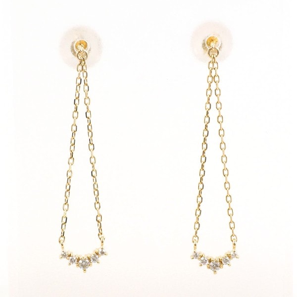 K10 10金 YG イエローゴールド ピアス ダイヤ 総重量約0.5g ジュエリー 中古