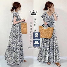 【今日限定】シンプル ワンピース ロングワンピース 着痩せ ノースリーブワンピース シャツワンピース 韓国ファッション 花柄ワンピース