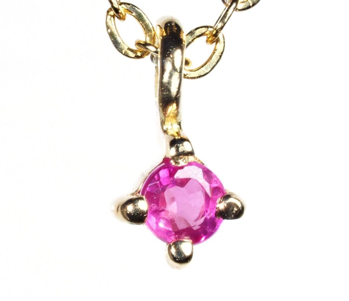 厳選天然 ルビー ネックレス 0.22ct 10金 YG 国内生産品ルビー使用K18