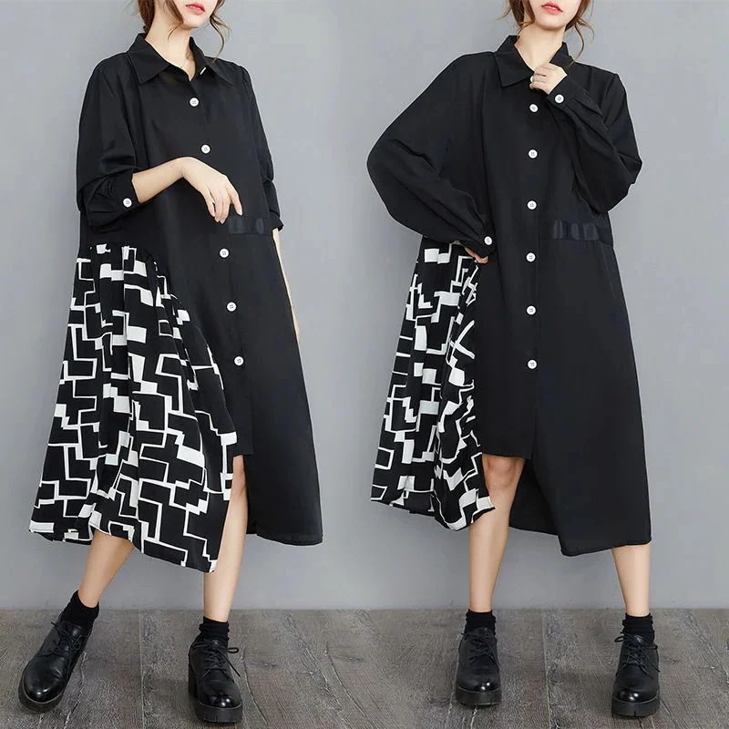 メガ割 ワンピース シャツワンピース 日焼け止め トレンチコート風 体型カバー 秋秋 「ファットガール」 花柄 レディース ドッキング 不規則裾 ロングワンピース