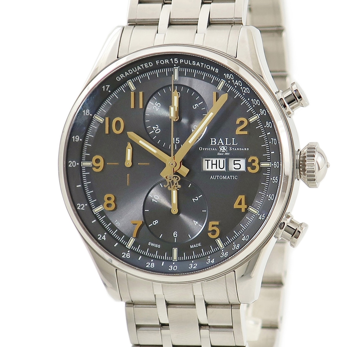 トレインマスター パルスメーターII クロノグラフ CM3038C-SJ-GY 自動巻き メンズ グレー トリチウム 3年保証