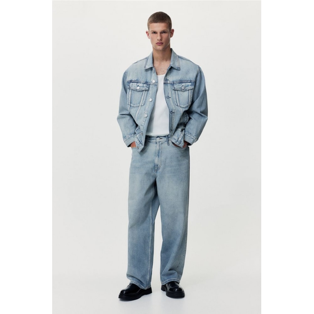 H&M バギージーンズペールデニムブルー