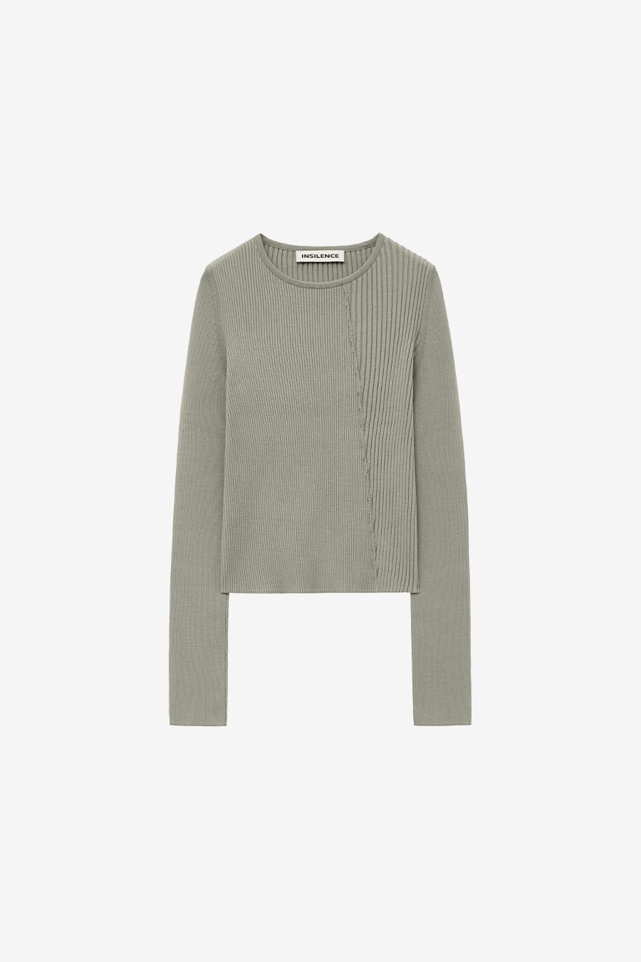 【INSILENCE】 MIX-STRUCTURED KNITWEAR : ASH BEIGE
