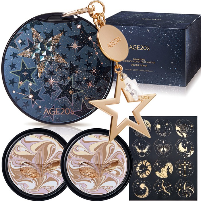 シグネチャーエッセンスカバーパクトマスター ダブルカバーステラエディションケース+詰め替え14gx2p+キーリング+ステッカーセット21号