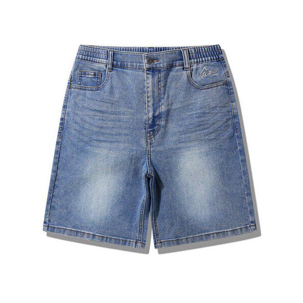 男女共用キャットブラシウォッシング半バンディングデニムショートパンツ(JQ2DPU854)_DG