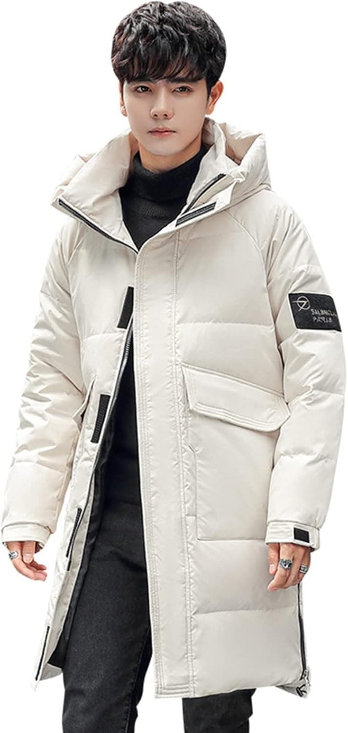 ダウンジャケット メンズ ロング丈 ダウンコート 冬 90ダウン フェザー カーゴジャケット 厚手 スタンドカラー フード付き 防寒対策 暖か 日常 アウトドア キャンプ 男性用 アウター かっこいい 18,504円