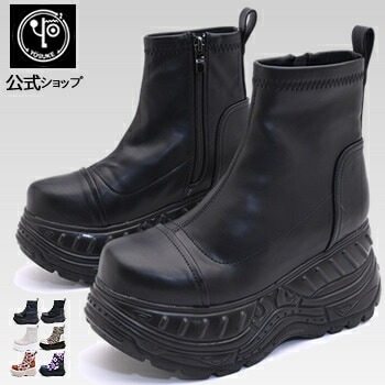 【公式SHOP特典キズ補修液付】 ヨースケ 厚底 ストレッチブーツ レディース 歩きやすい 8.5cm 安定感のある台形ソール 軽量