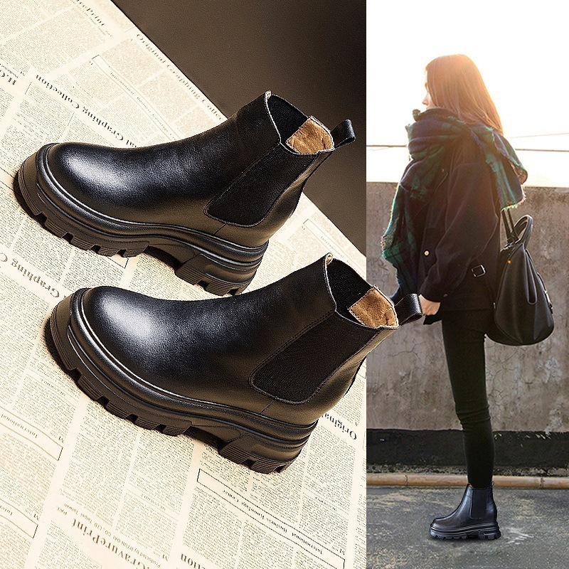 疲れない ハンサムシューズ 大きいサイズ コスプレ フラット ヒール8cm 歩きやすい ぺたんこ 厚底 サイドゴアブーツ 裏起毛 ブーツ レディース ショートブーツ