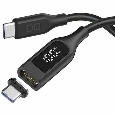 他サイト： CIO　マグネットシリコンケーブル(液晶表示付き)1m ブラック ［USB Power Delivery対応］　CIOSLMGSCCC1BKの商品画像