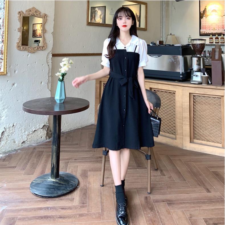 初春夏新作フェイクツーピース長袖フレンチドレス女性スリムヘボンスタイルシャツ大きいサイズリトルブラックドレス