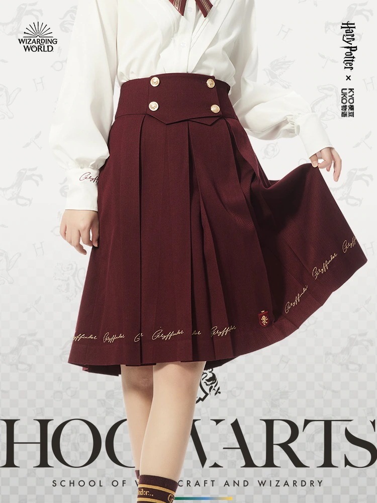 ハリーポッタージョイント ハイウエスト ロング ボックスプリーツ ウール ダブルスカート Jk制服