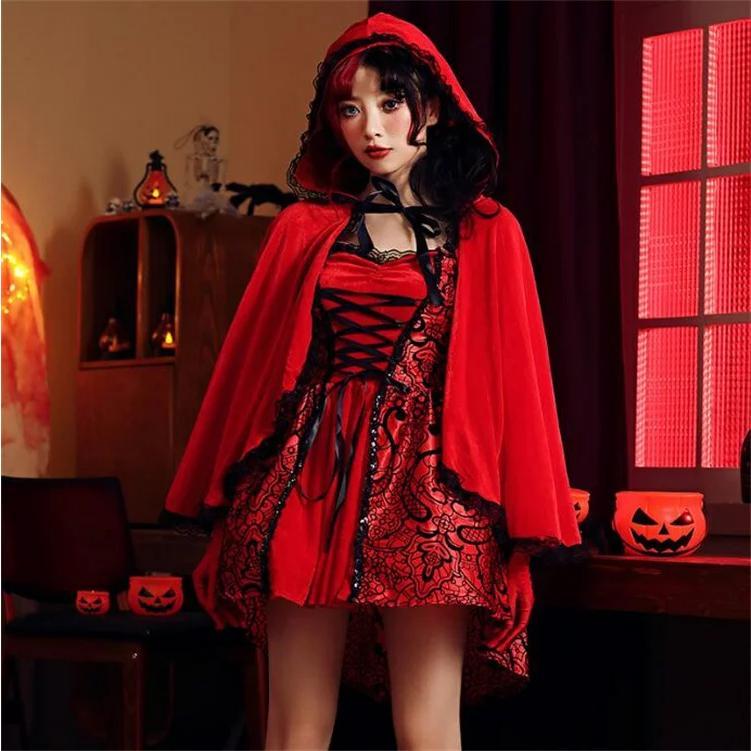 ハロウィンコスプレ 赤ずきん 大人 衣装 赤ずきんちゃん かわいい セクシー コスチューム 童話 可愛い 仮装 アキバ ロリータ 忘年会 おすすめ キャラクター