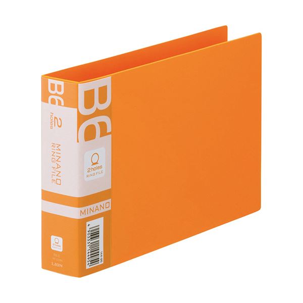 （まとめ）ライオン事務器 リングファイルMINANO(ミナノ) B6ヨコ 2穴 200枚収容 背幅35mm オレンジ RF-228M 1冊 (×20セット)