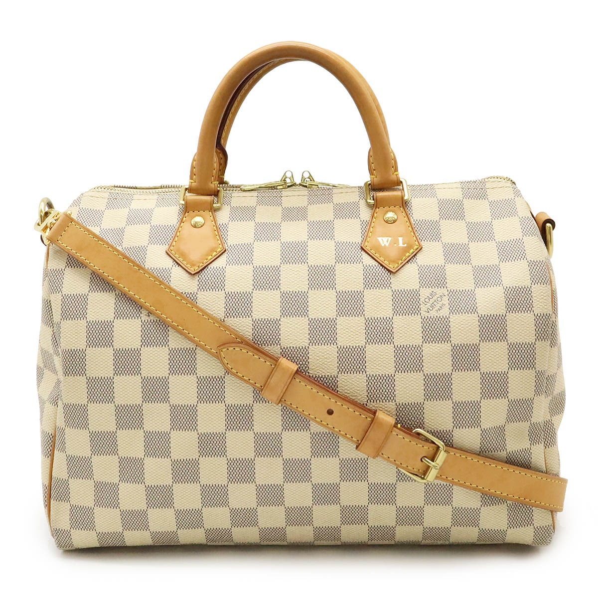 ダミエアズール スピーディ バンドリエール30 ハンドバッグ 2WAY ショルダーバッグ 斜め掛け イニシャル入り N4137