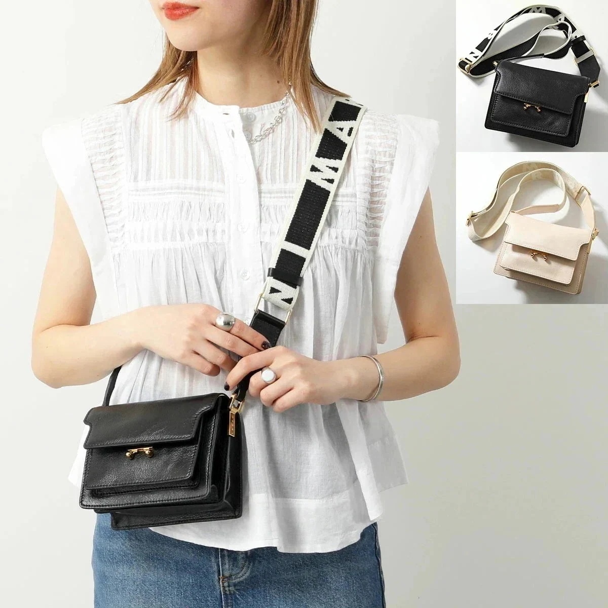 MARNI マルニ ショルダーバッグ TRUNK SOFT トランク ソフト SBMP0075Q5 P2644 レディース レザー クロスボディ ジャガードロゴ