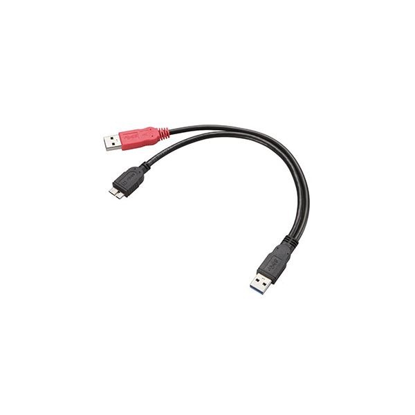 （まとめ） エレコム Y字Wパワーケーブル/USB3.0/microB/簡易パッケージ ブラック USB3-AAMB5DPBK (×2セット)