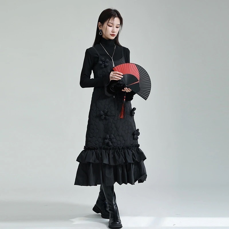 【J.Fashion】 初春 キャミワンピース 立体花飾り クロバー Aライン レディースキャミワンピ ドレス ベーシックシャツは店で購入可能 メガ割30%までに制限