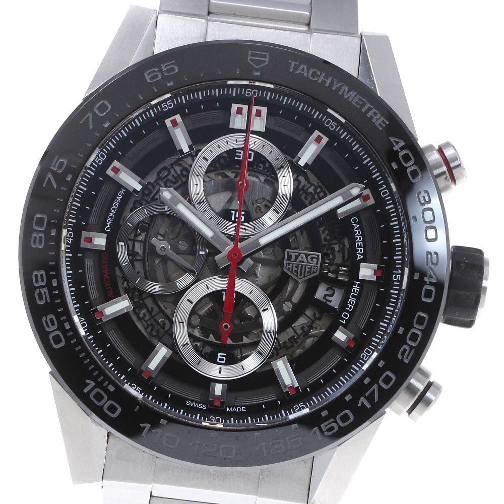 タグホイヤー TAG HEUER CAR2A1W-0 カレラ クロノグラフ デイト 自動巻き メンズ 保証書付き_866904【中古】