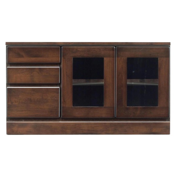 ローボード テレビ台 3段 約幅90cm ダークブラウン 木製 扉収納付き 日本製 リビング ダイニング 完成品 開梱設置