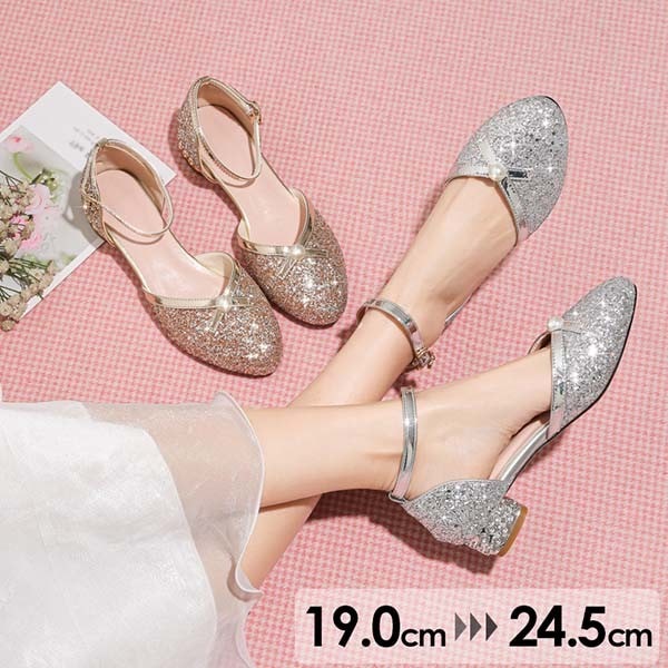 パンプス 子供 キッズ イベント 謝恩会 演奏会 小さいサイズ 太いヒール ローヒール チャンキーヒール アーモンドトゥ ストラップ アンクルストラップ 上品 ゴージャス 結婚式 ピアノ 発表会 パ