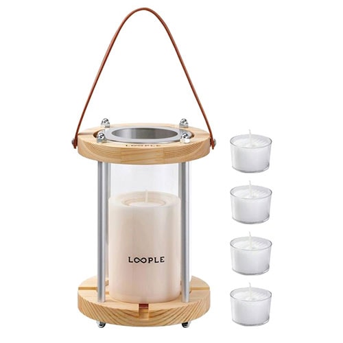 LOOPLE キャンドルランタン ウッド L アイボリー 極上のチルキャンプ