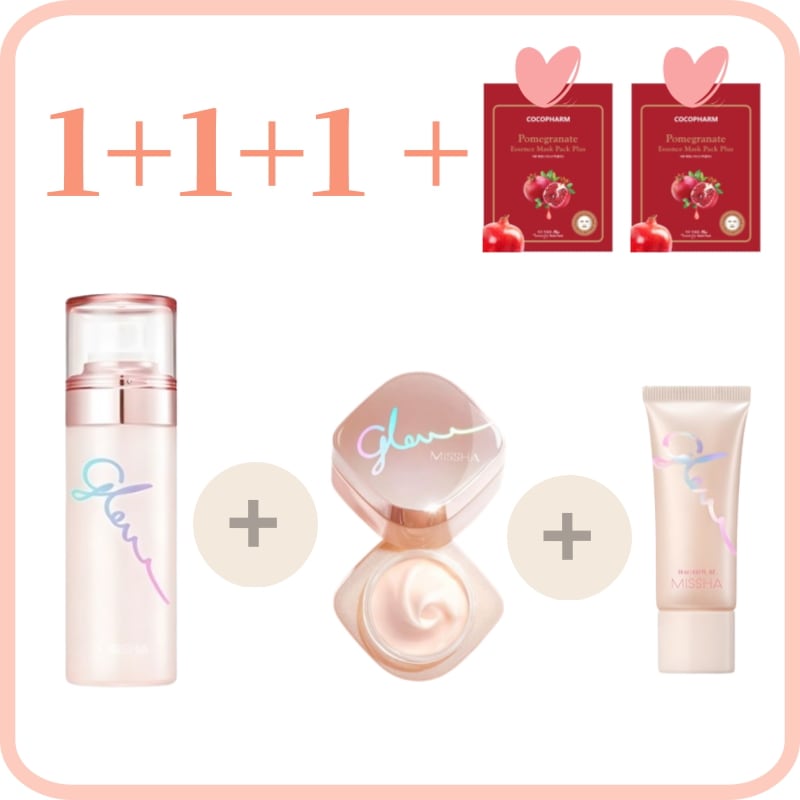 [1+1+1] 3種コンビネーショングロスキンナイトツヤスキンケアセット/しっとり密着/水分維持/保湿/化粧基礎/毛穴カバーメイク/崩れにくいベースメイク /ツヤ肌メイク/グロウスキンバーム