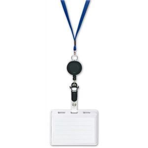 （まとめ）リール式吊り下げ名札 2枚収納タイプ ソフト 青 NF-418-B 1個 [x10セット]