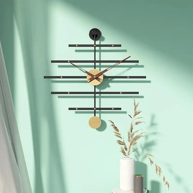 壁掛け時計 モダン ヨーロピアンデザイン メタルフレーム サイレント 静音 リビング インテリア モダン シンプル お洒落 スタイリッシュ 4-7