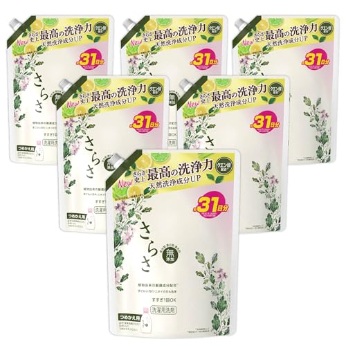 さらさ 洗濯洗剤 液体 760g×6袋 無添加 植物由来の厳選成分配合 ほのかでやさしい柑橘系の香り 詰め替え [ケース品]