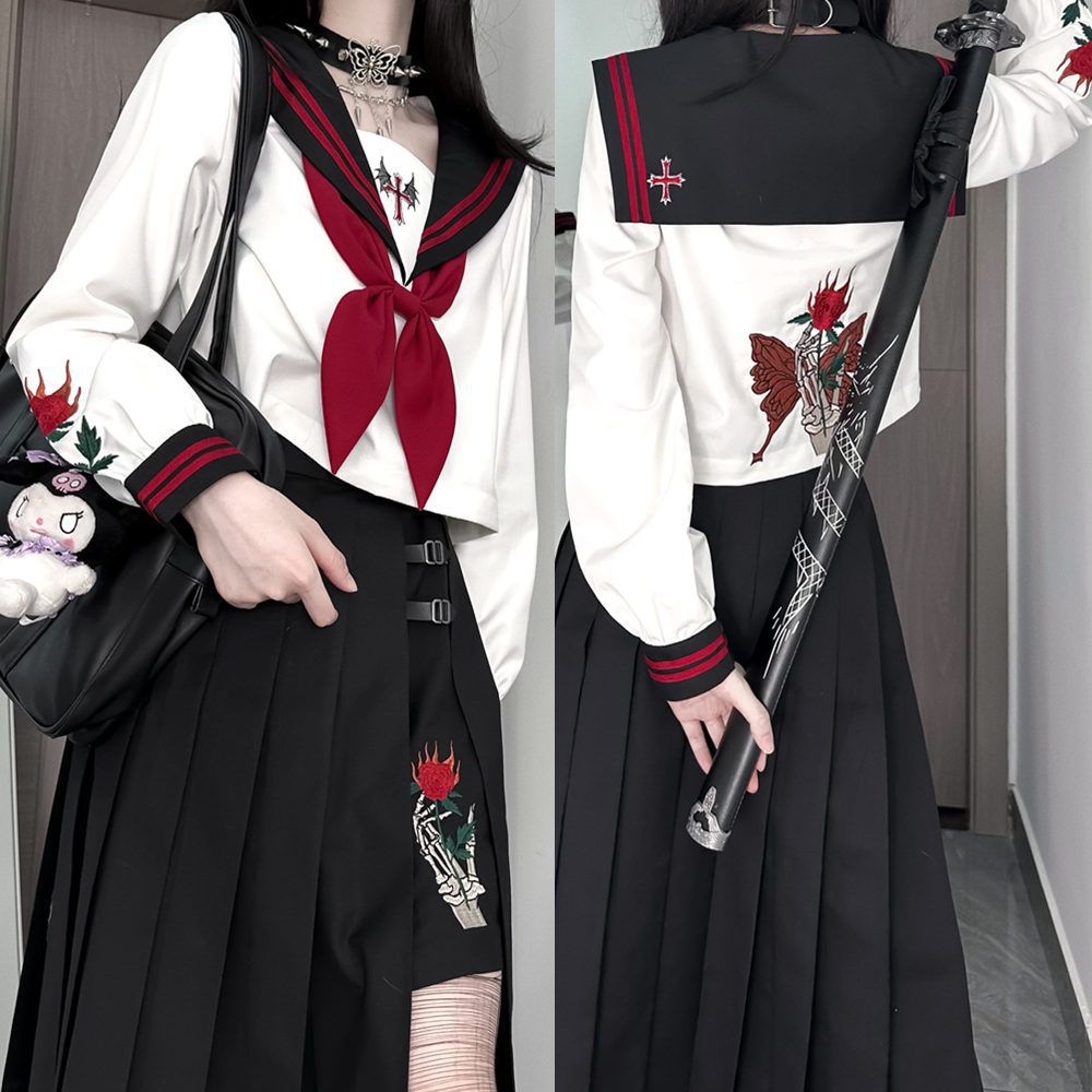 女子高生 定番ヤンキー 赤 女性 悪魔 文化祭:サイ 2 学園祭 【高.品.質】セーラー服 スーツ 仮装 お化け クリスマス コスプレ 姐ギャル パーティー 衣装 長袖 変装 体育祭 化け物 コスプレ 4,895円