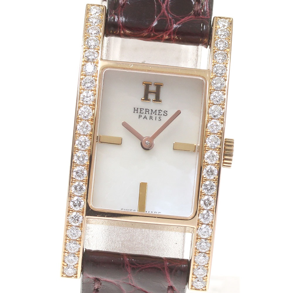 エルメス HERMES AC1.271 アルコル K18PG サイドダイヤ クォーツ レディース 箱保証書付き_819820【中古】