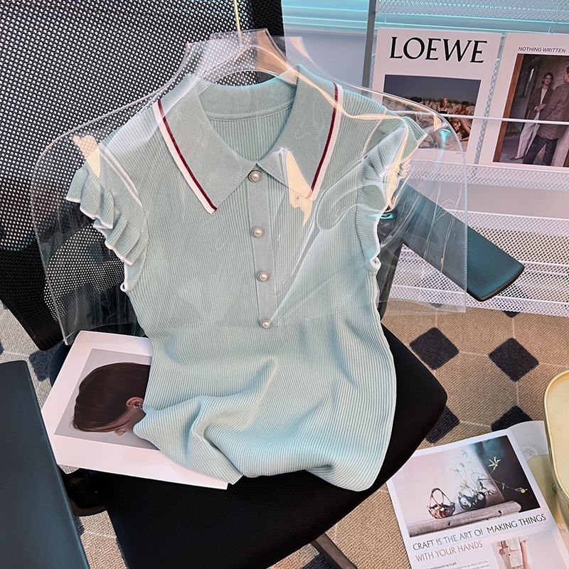 トップス シャツ ブラウス カットソー 袖なし ノースリーブ 襟付き ふりふり フリフリ フリル ボタン かわいい 大人可愛い カジュアル おしゃれ お洒落 大人可愛い 大人女子 こなれ感 ラフ