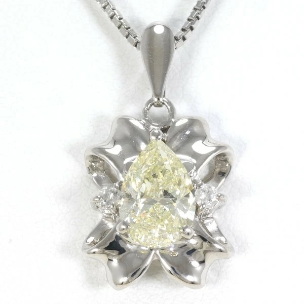 PT850 プラチナ ネックレス イエローダイヤ 1.52 ダイヤ 0.07 鑑定書 中古