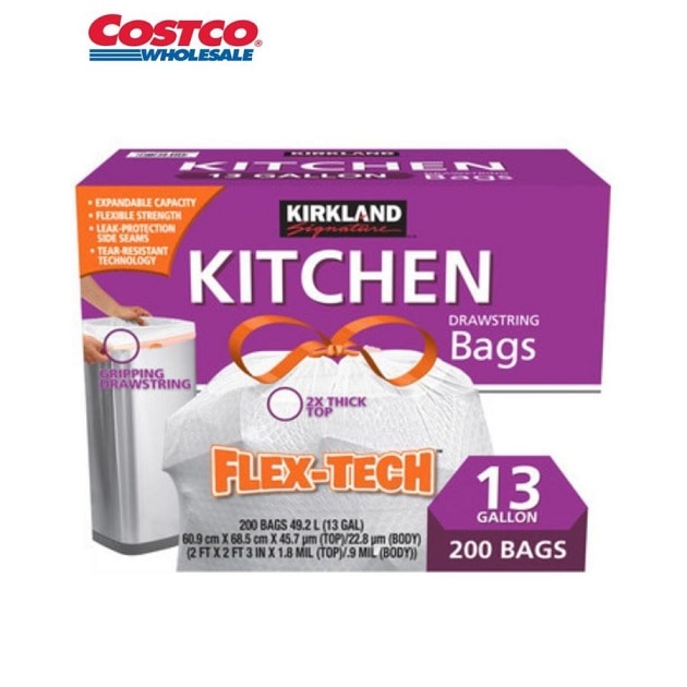 【大人気】 カークランドシグネチャー ひも付き ゴミ袋 49L x 200枚 ひもつき ゴミ箱 ビニール 袋 キッチンバッグ コストコ カークランド 紐付きゴミ袋
