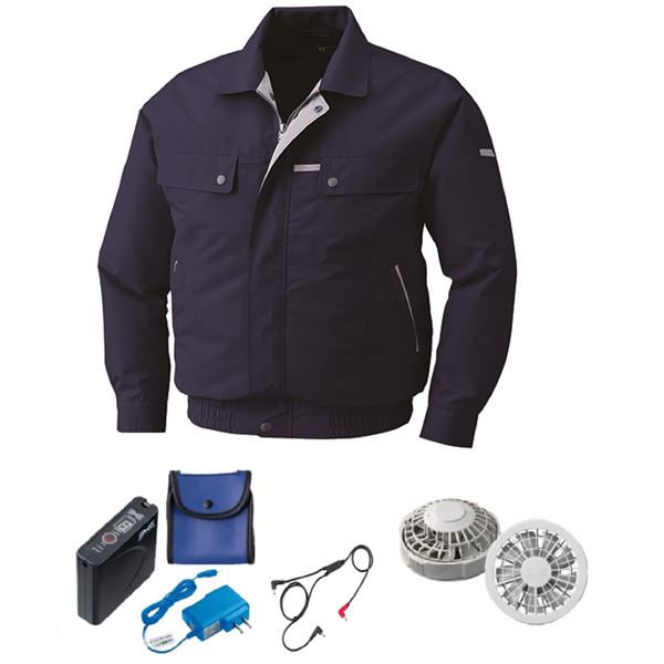 KU90450 空調服 綿/ポリ混紡 脇下マチ付 FAN2200G/LISUPER1 ネイビー 5L