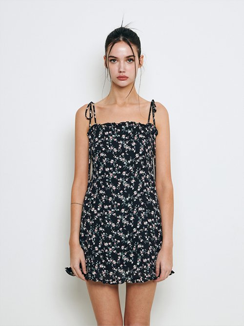 Frill mini dress ( black)
