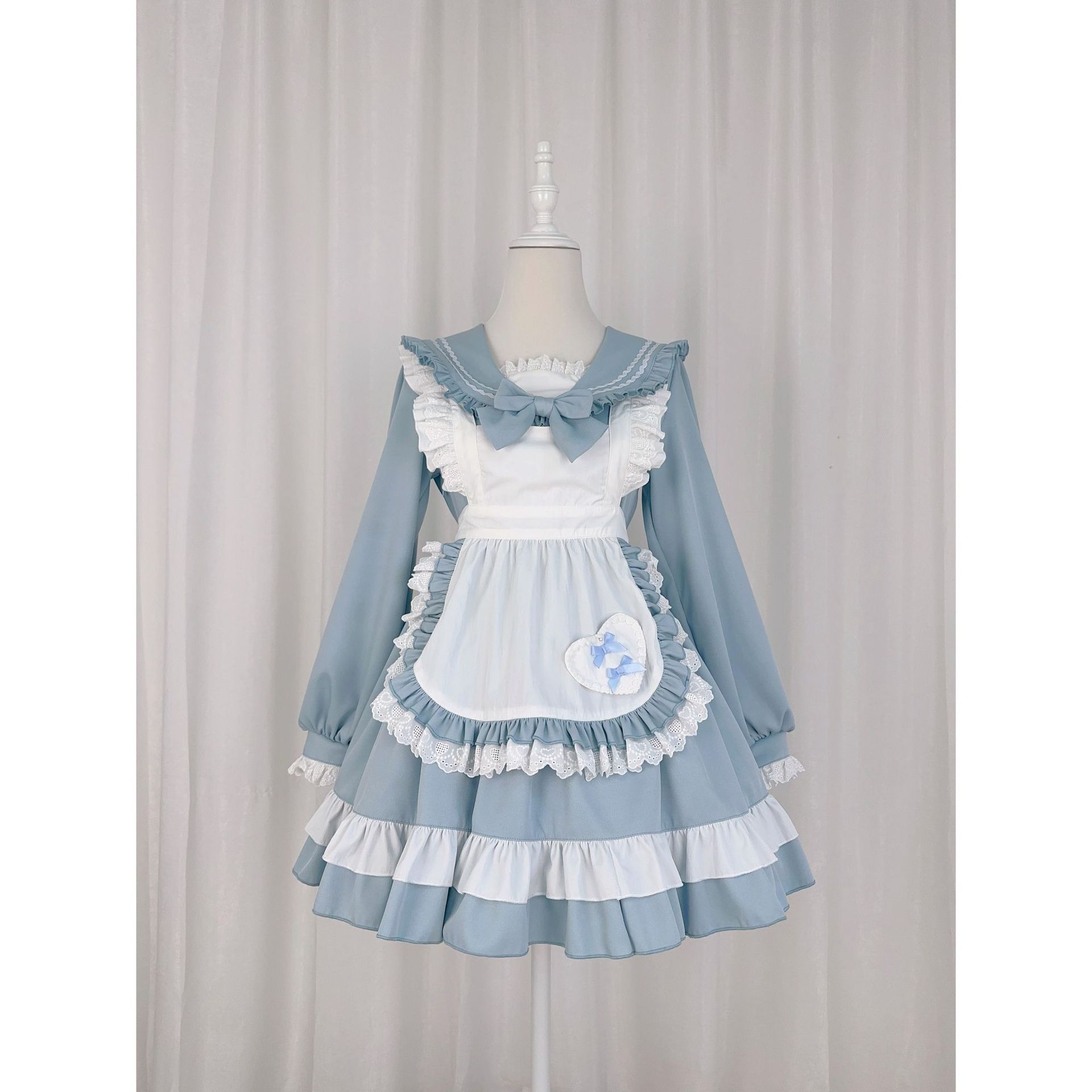 2026新入荷！【早割り】正規品 新作韓国かわいいセーラー服cosメイドエプロンセット海軍襟長袖lolitaワンピース