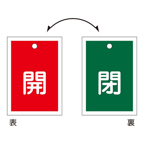 バルブ開閉札 開（赤） / 閉（緑） 特15-57 [10枚1組]