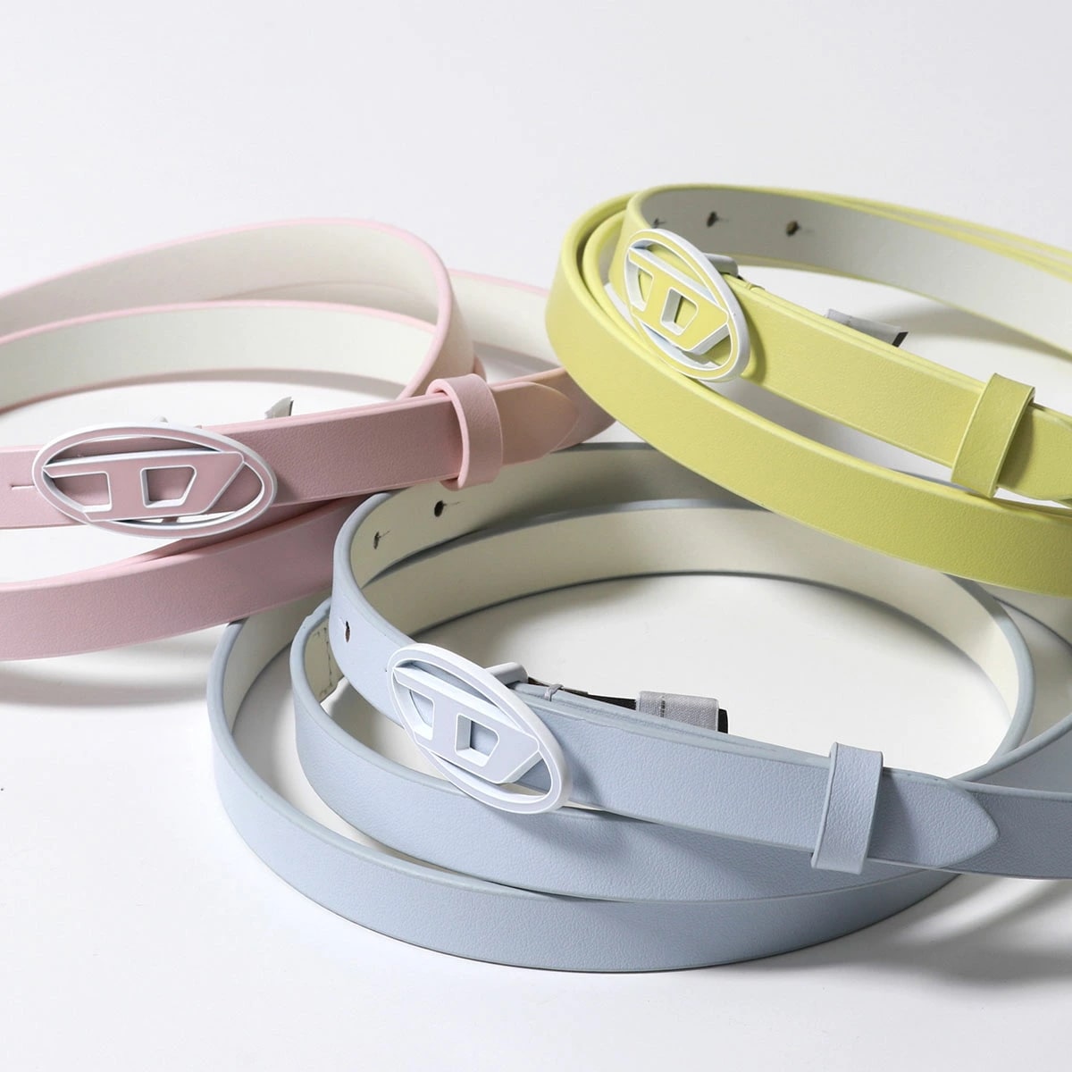 DIESEL ディーゼル ベルト B 1dr 15 Double X09895 P1245 レディース オーバルD レザー パステル カラー3色
