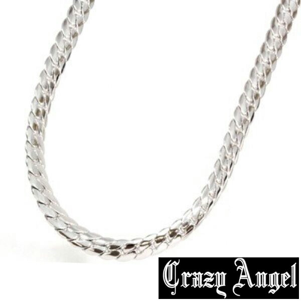 【即納】Crazy Angel クレイジーエンジェル 真鍮 ゲルマニウム 天然ダイヤモンド ネックレス 7mm/60cm CAG-101-R60 シルバーカラー へリンボーンチェーン　紋章 アクセサリ