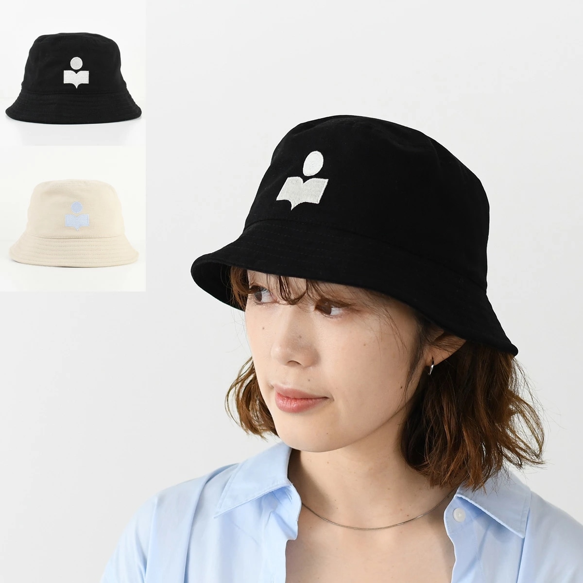 バケットハット 帽子 ヘイリー HALEY ハット CU001XFA B1C02A レディース ブラック シンプル ロゴ