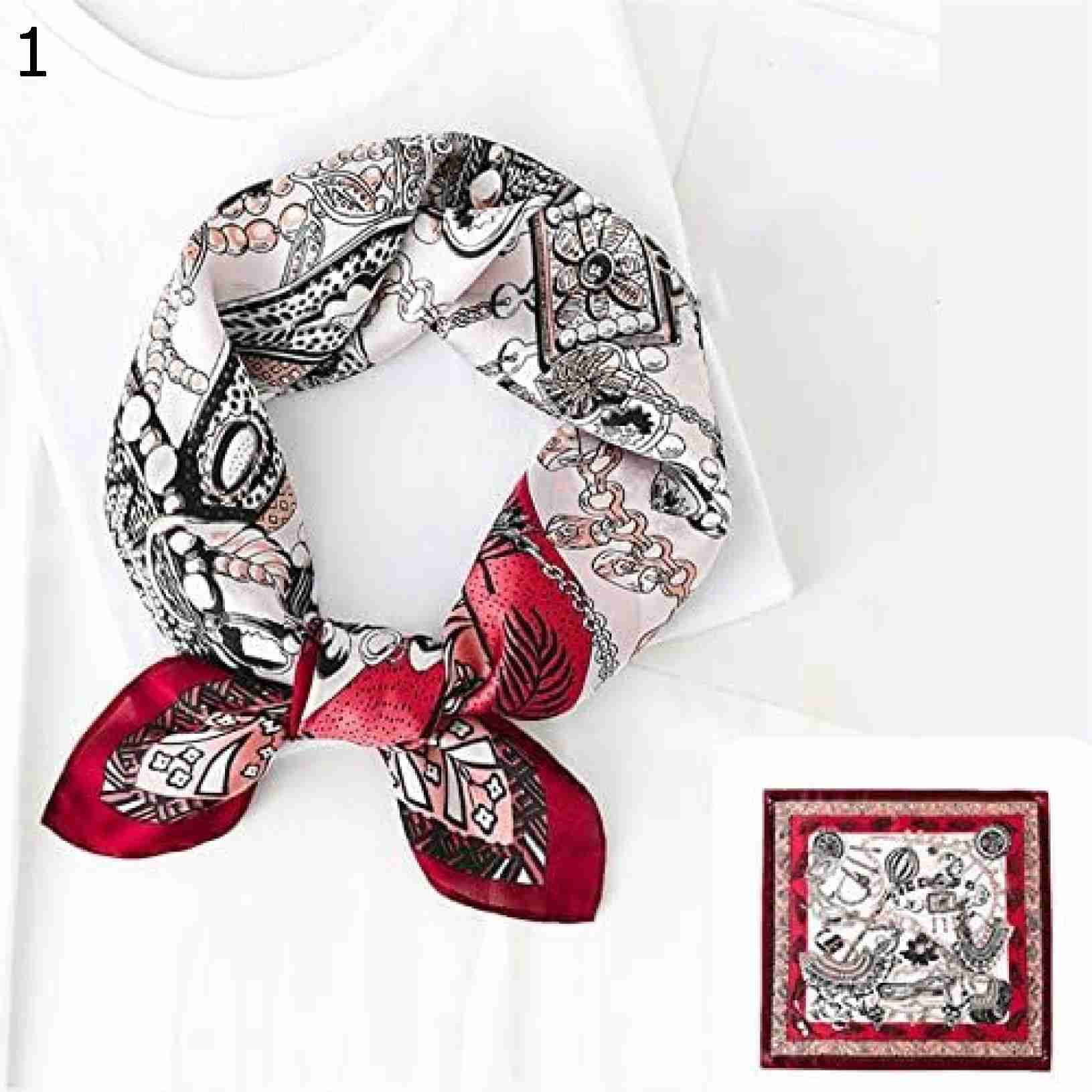 【20%OFFクーポン～】サマー サドル ウエスト フラワー スカーフ ヴィンテージ ストラッピング 両面プリント スモール スカーフ スクエア スカーフ (Color 70x70CM) Size