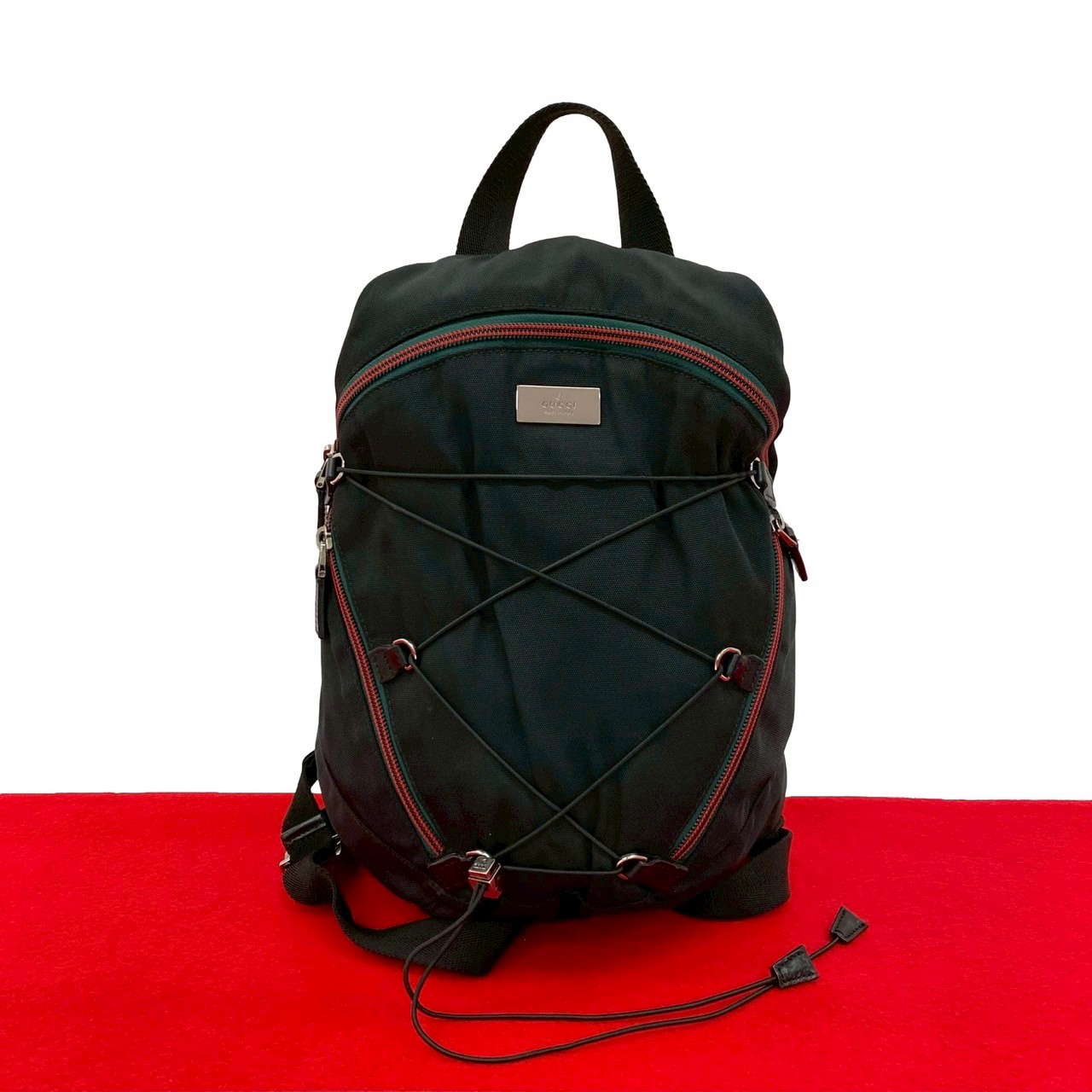 シェリーラインリュックサック ナイロン レザー ブラック 31446