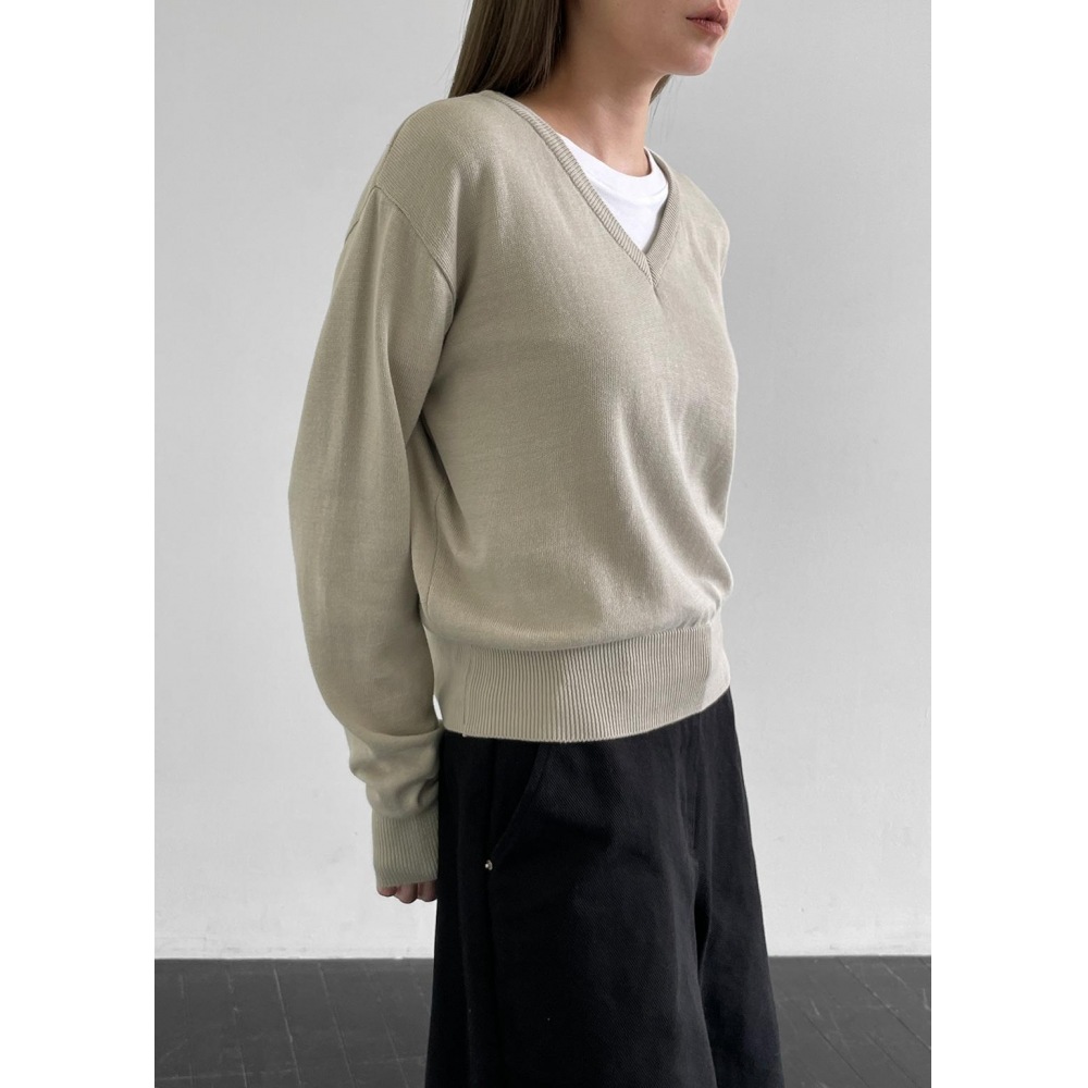 ブラックアップ [アーリーニット 10% /MADE] スムースコットン Vネックニット (85% コットン)