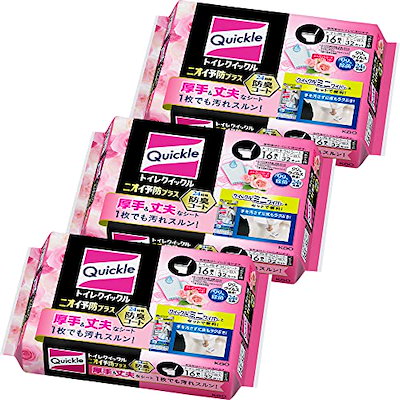 他サイト： クイックル【まとめ買い】トイレクイックルニオイ予防プラスローズ替え16枚3個 ワイプの商品画像
